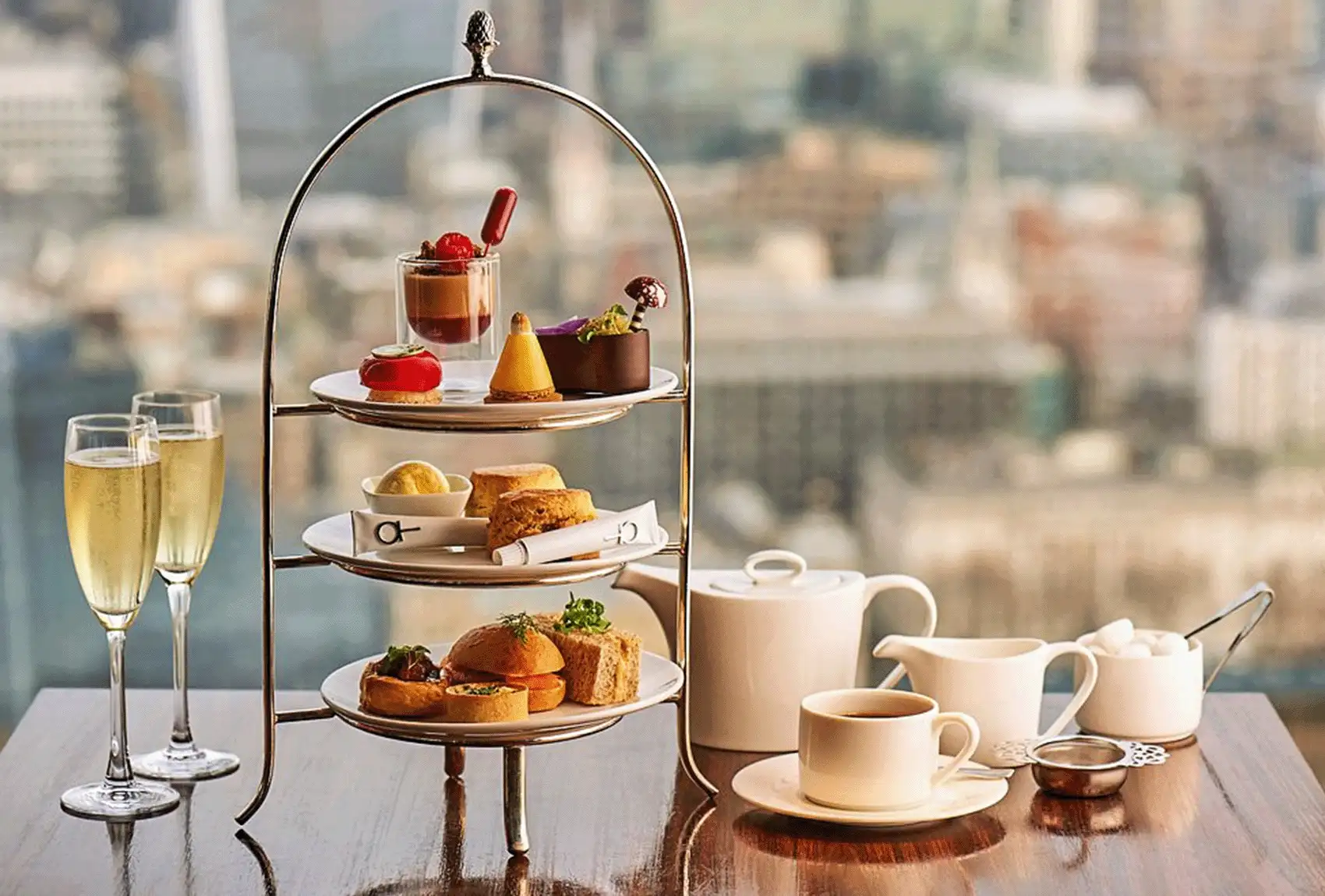 Aqua Shard afternoon tea setup.