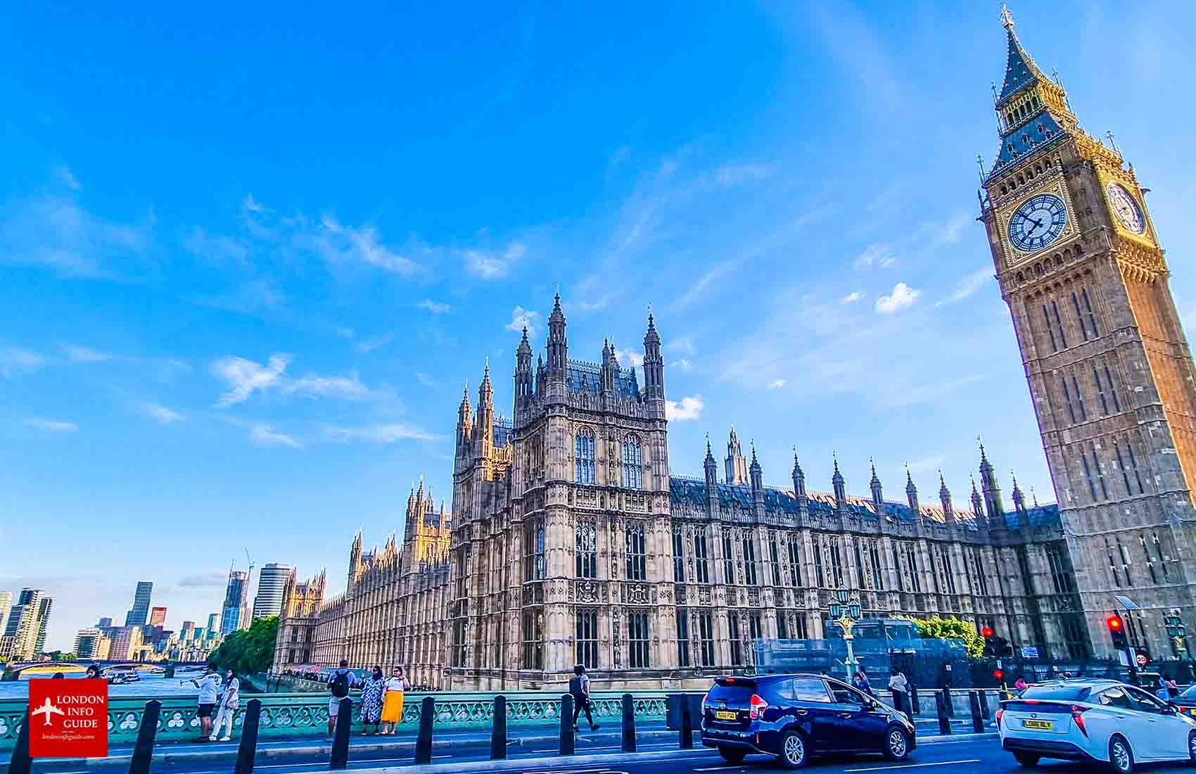 A wide angle view of Big Ben and the Parliament in London. The Big Ben in London.