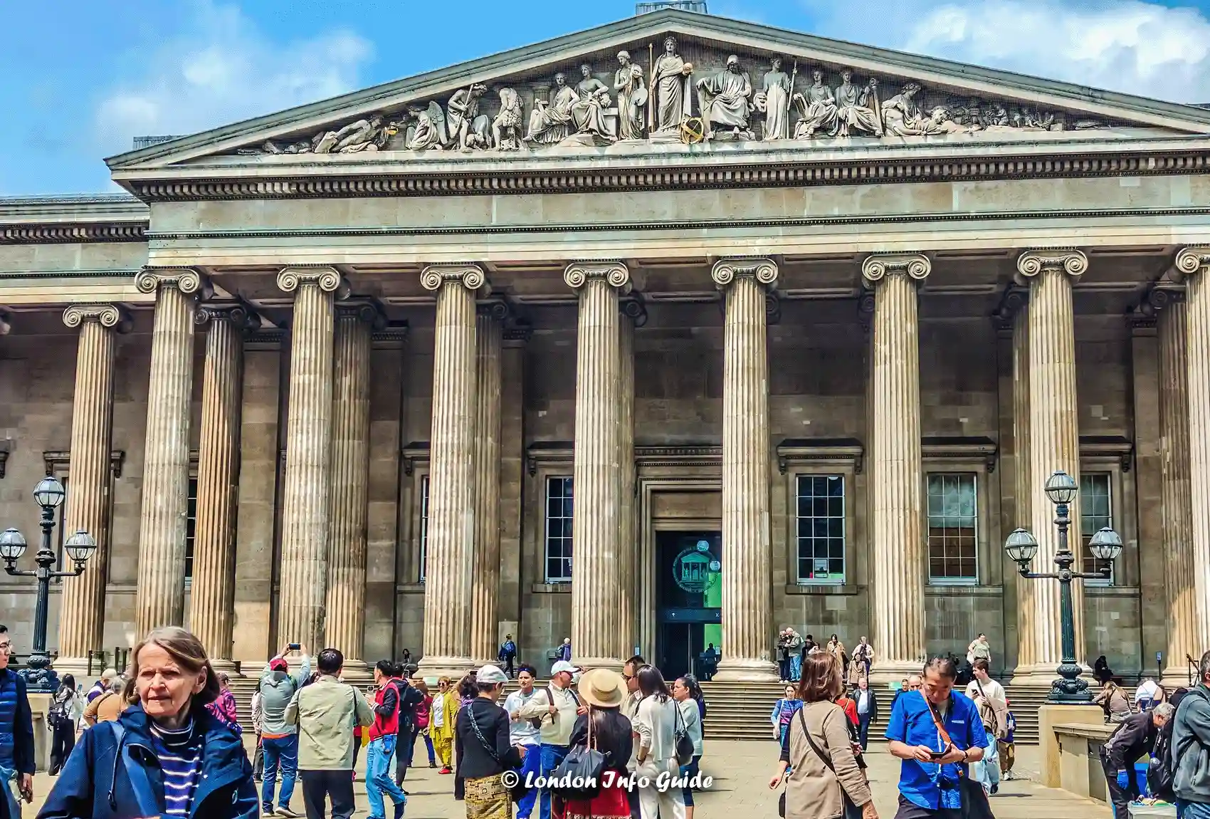 Crowds gather outside the British Museum in central London.