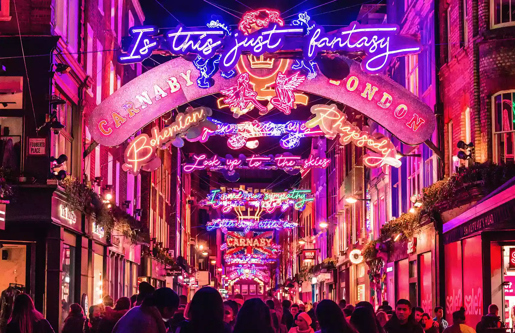 Carnaby London Street Lights during the Christmas season.