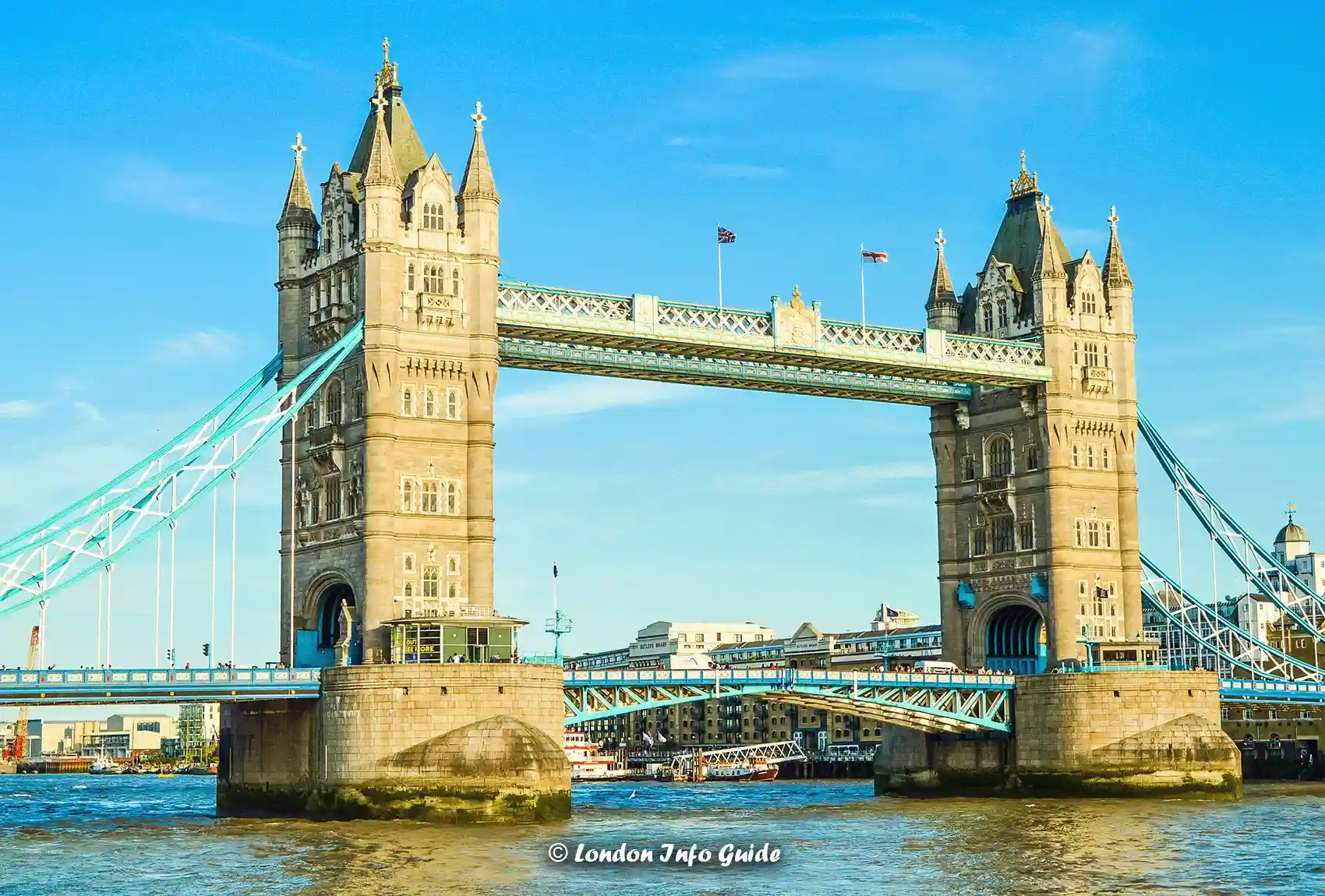 Tower Bridge Is A Famous Landmark That Spans The River Thames In London. Iconic Tower Bridge Spanning River Thames.