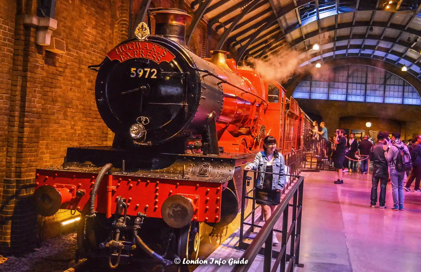 Harry Potter 9 3/4 Hogwarts Express train at the Warner Bros Studio in London.