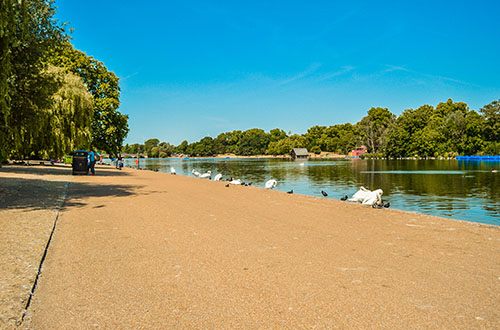 A sunny day at Hyde Park in London. Hyde Park London.