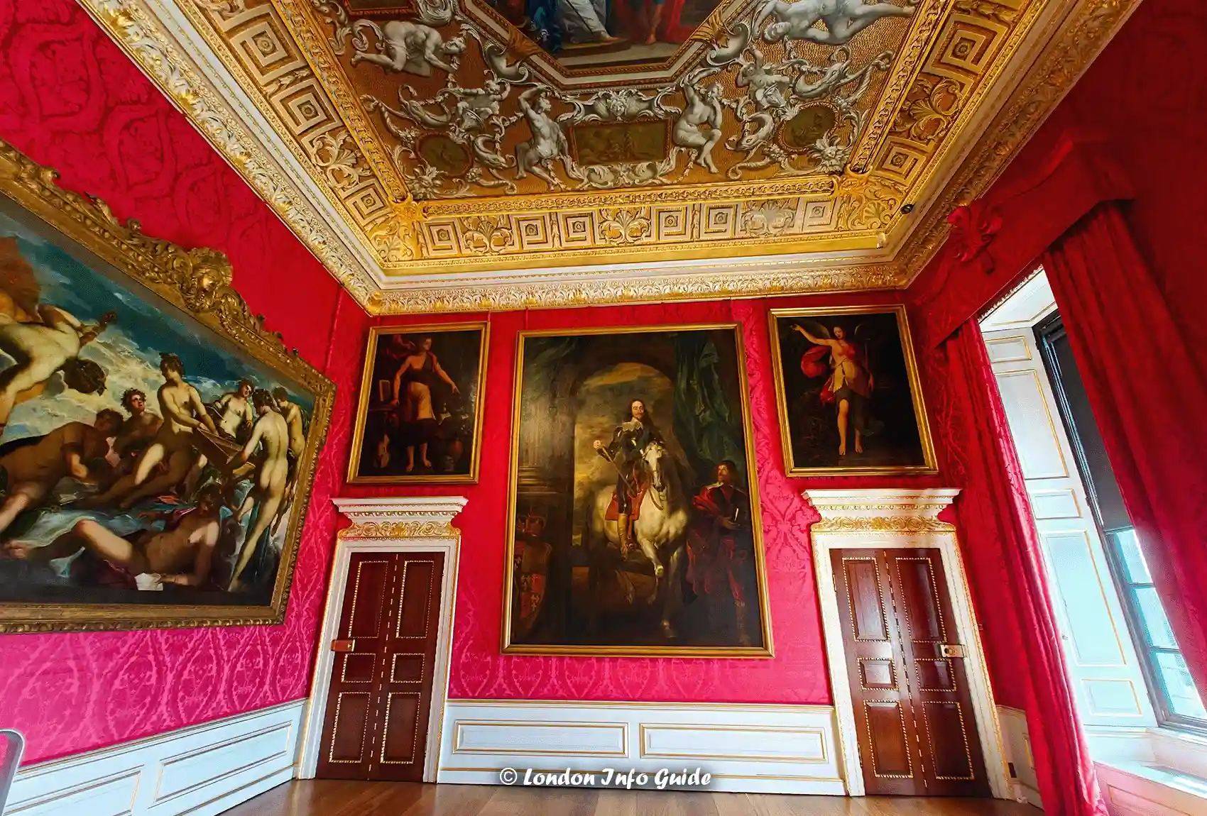 Ornate State Room with Royal Portraits in Kensington Palace London.