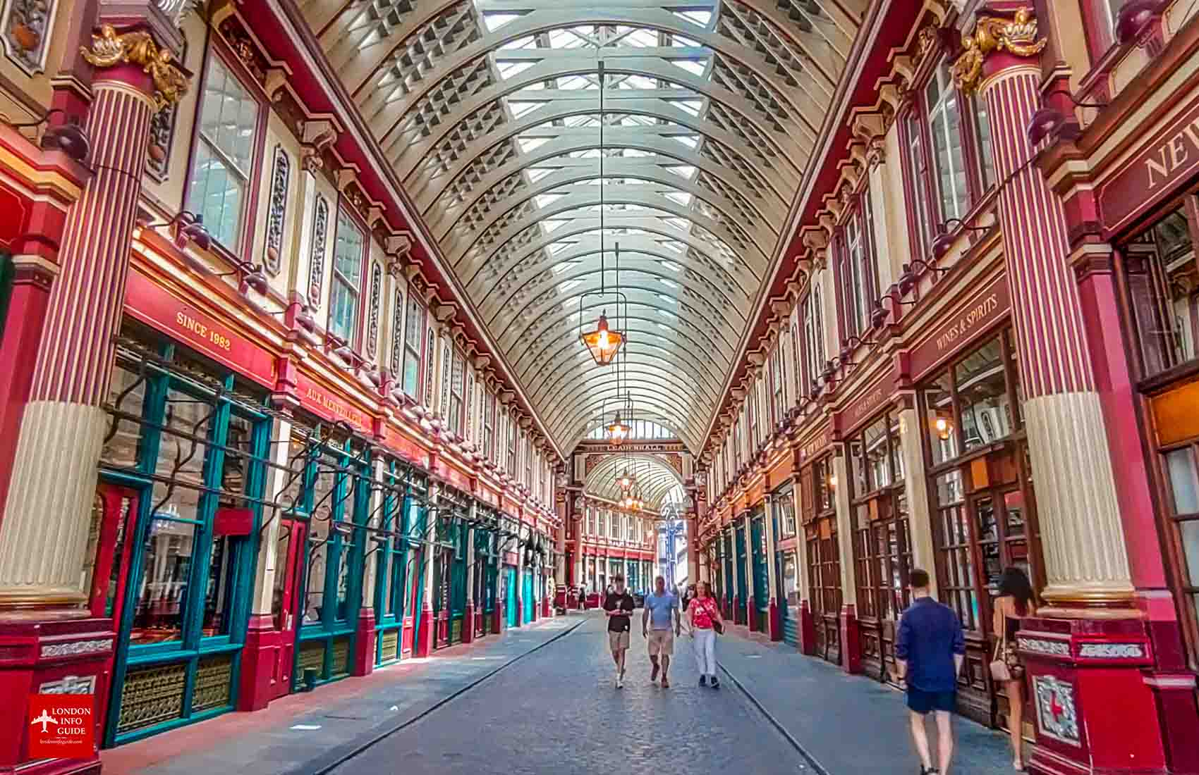 People walking through Leadenhall Market. Leadenhall Market London.