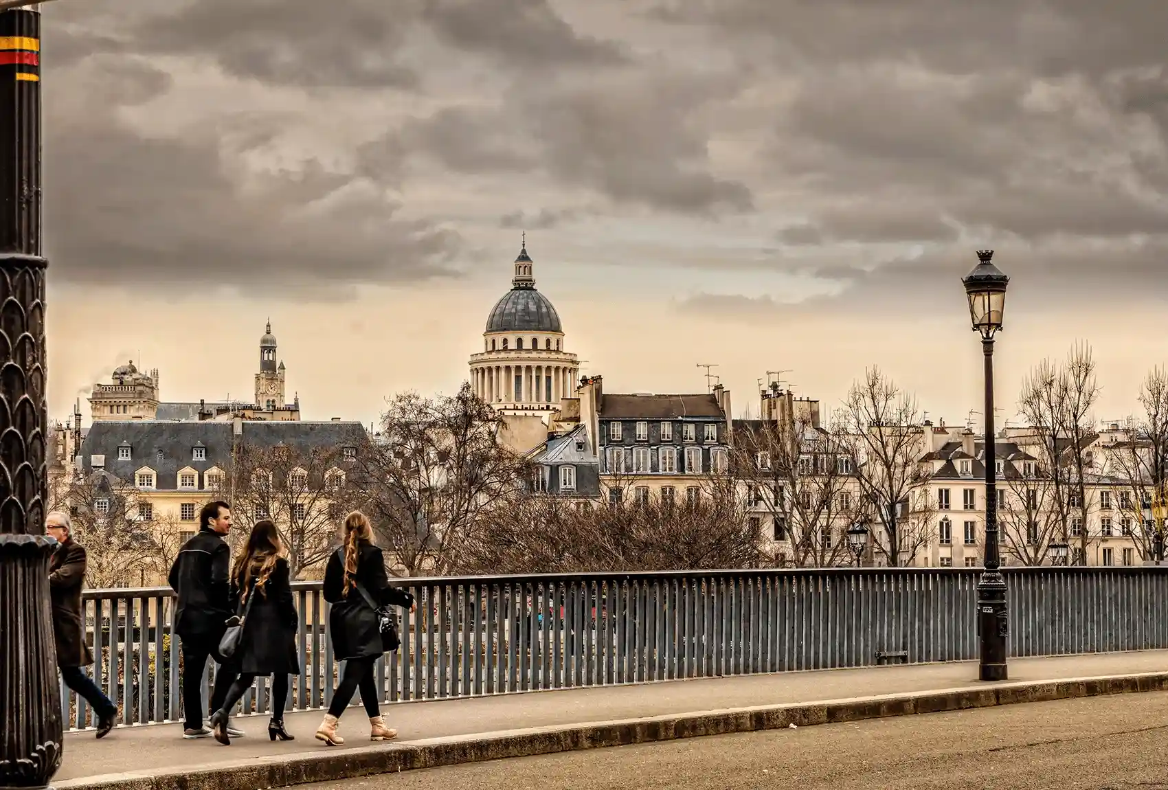 Paris Landscape With A Winter River Crossing.