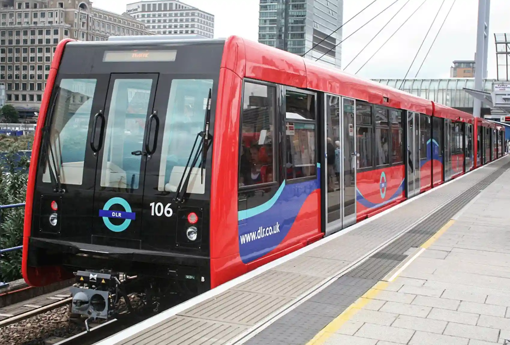 The efficient Docklands Light Railway (DLR) allows you to smoothly navigate London's Docklands. The DLR system allows for efficient travel across London's Docklands.