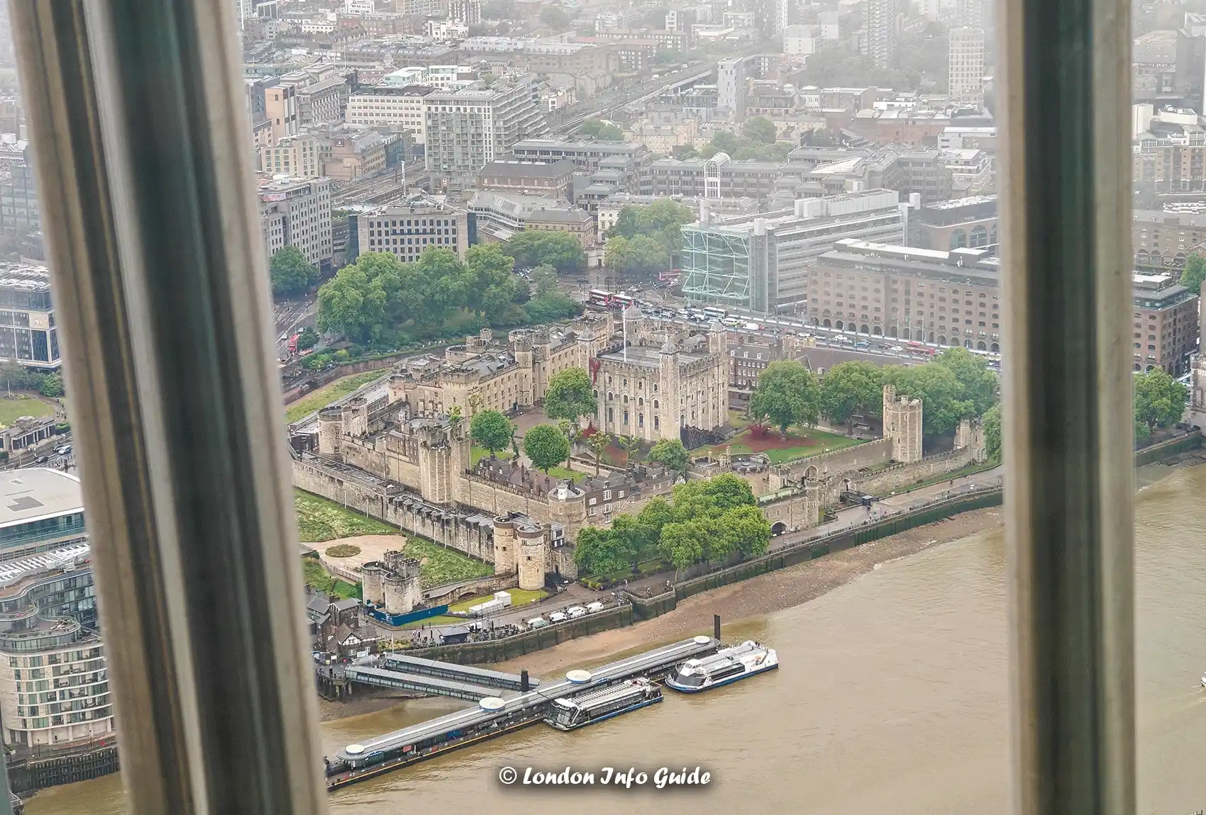 The Tower of London seen from the view from The Shard.