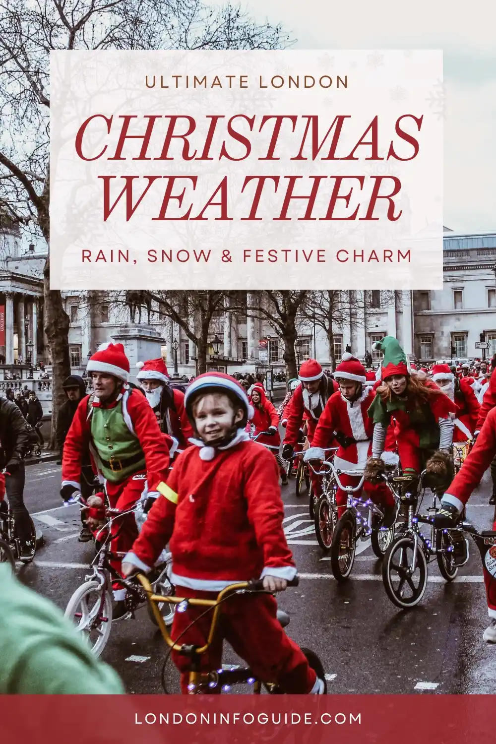 Santa cyclists passing through London.