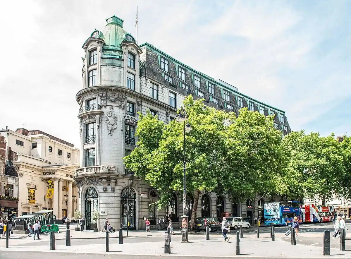 Historic exterior of One Aldwych Hotel London United Kingdom with classic exterior architecture.