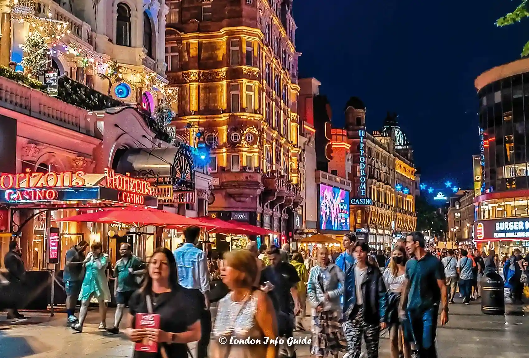 A vibrant atmosphere of people out and about at Piccadilly Circus at night. The atmosphere at Piccadilly Circus at Night.