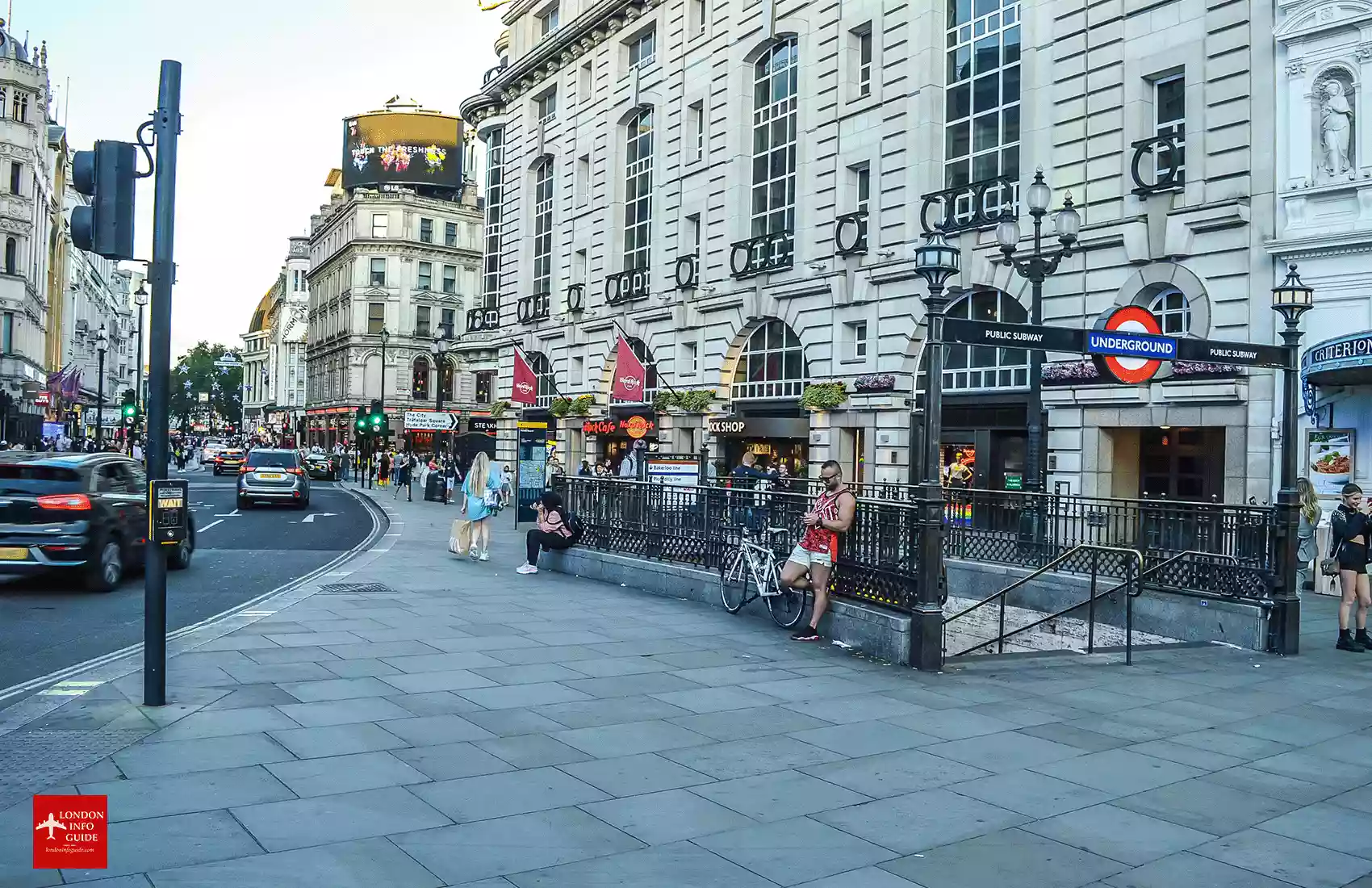 Piccadilly Circus Station at the square in London. Piccadilly Circus Station London.