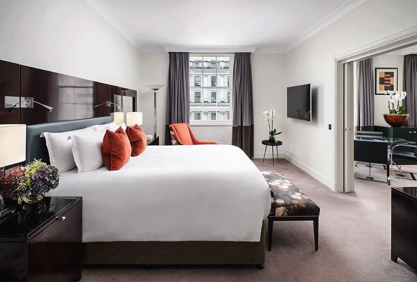 Sofitel London St. James Hotel Elegant Bedroom With Separate Sitting Room.