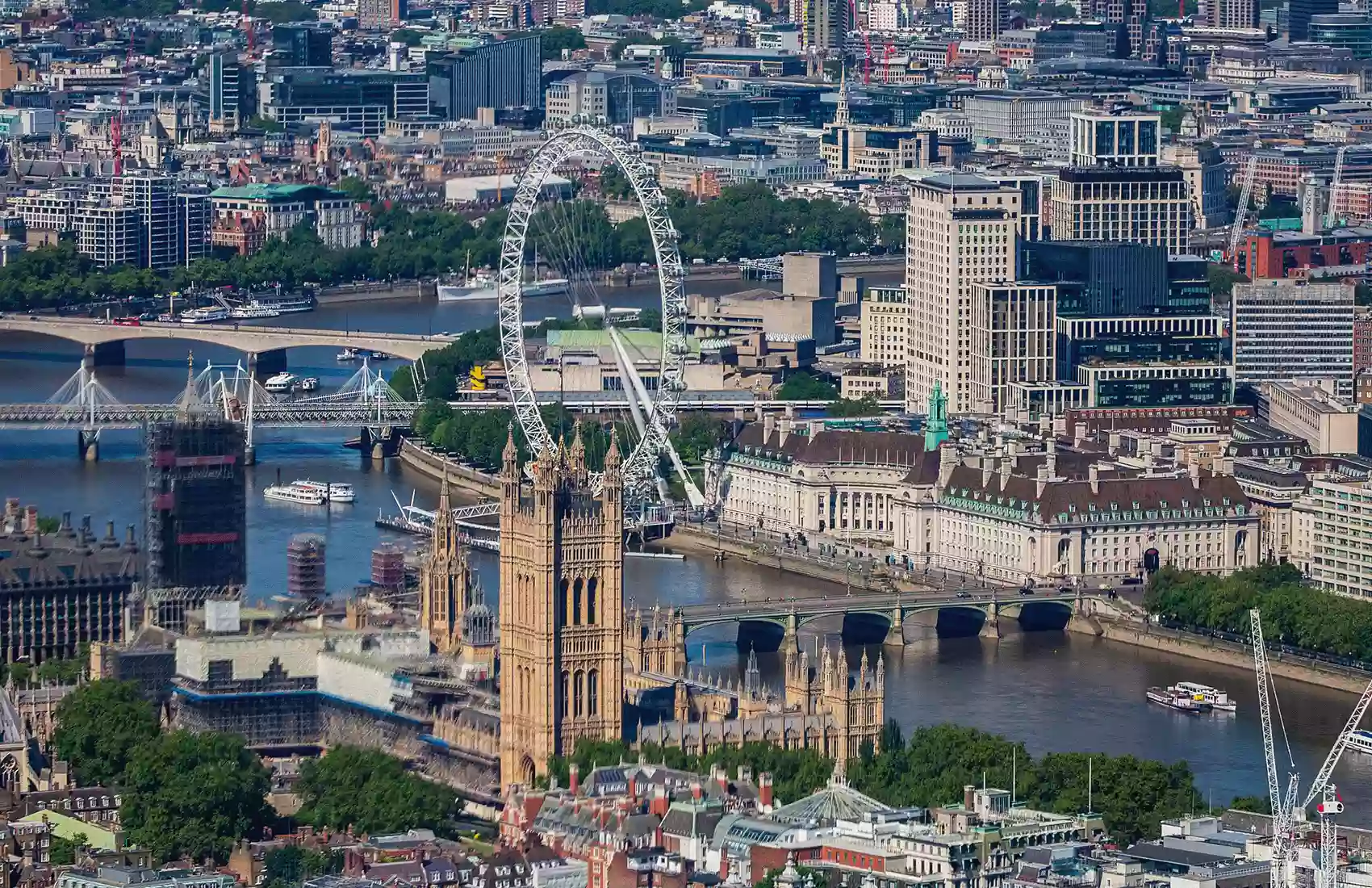 An aerial view of Southbank in London. Aerial view of Southbank in London.