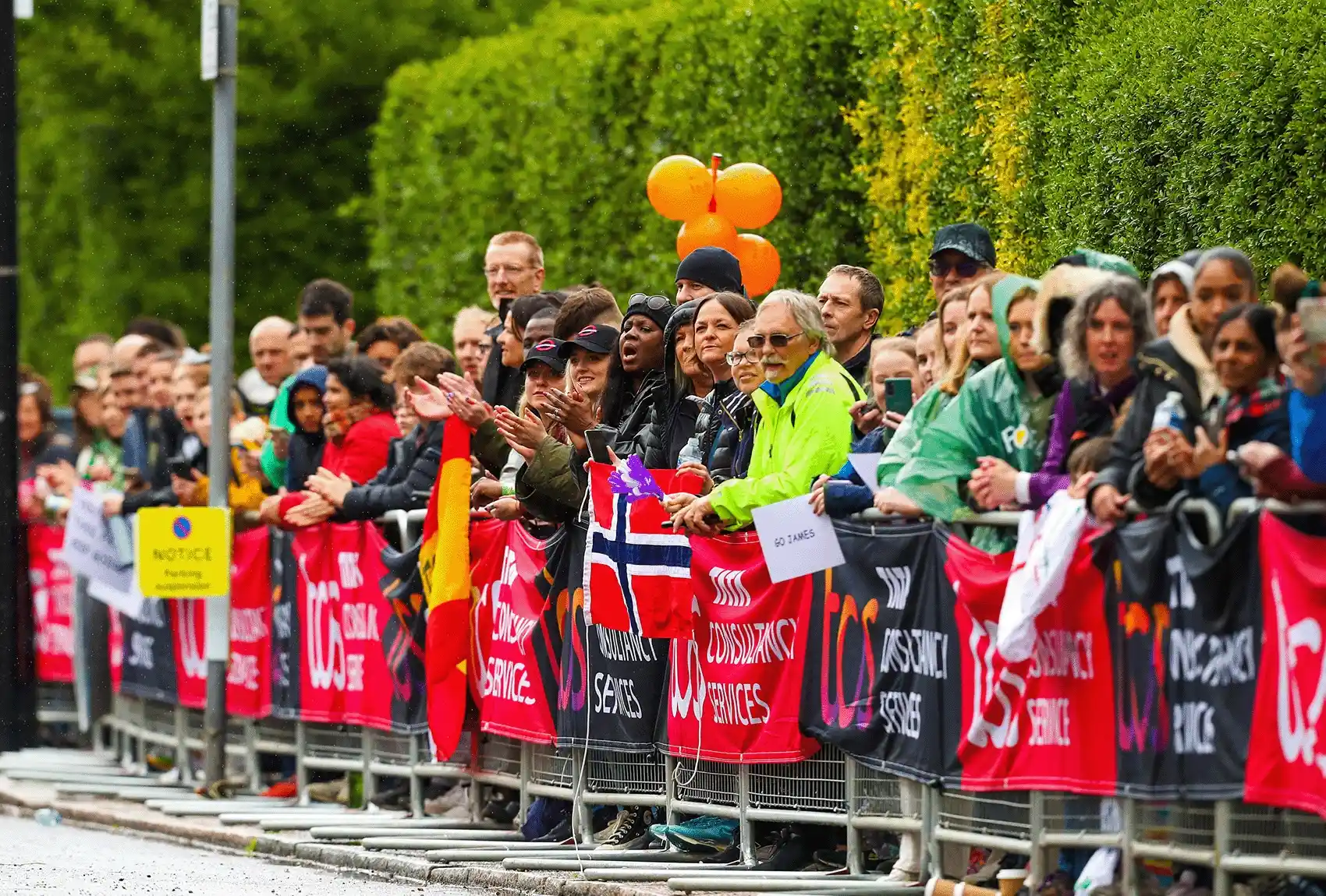London Marathon spectators cheering.