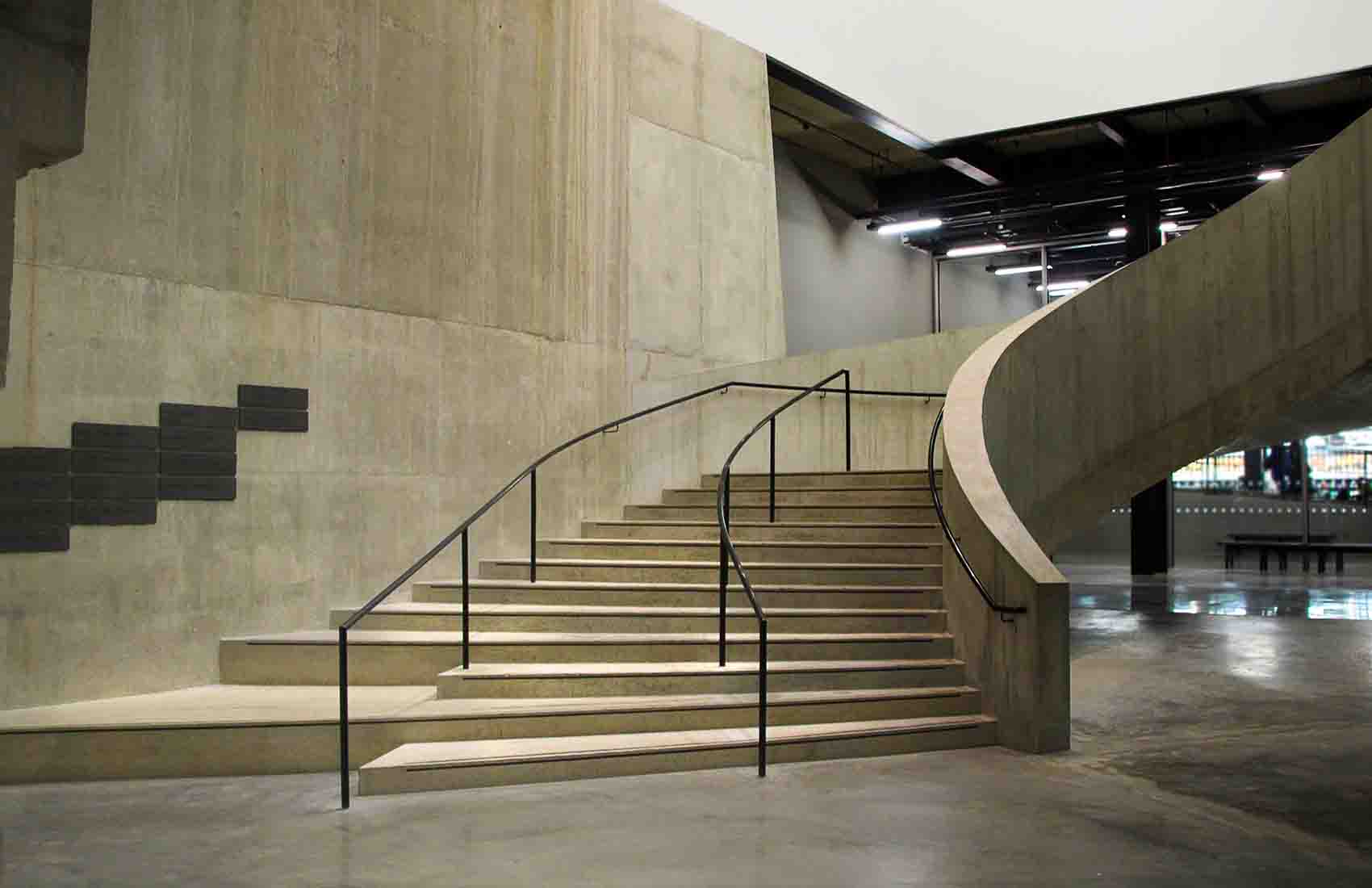 Tate Modern stairs interior.
