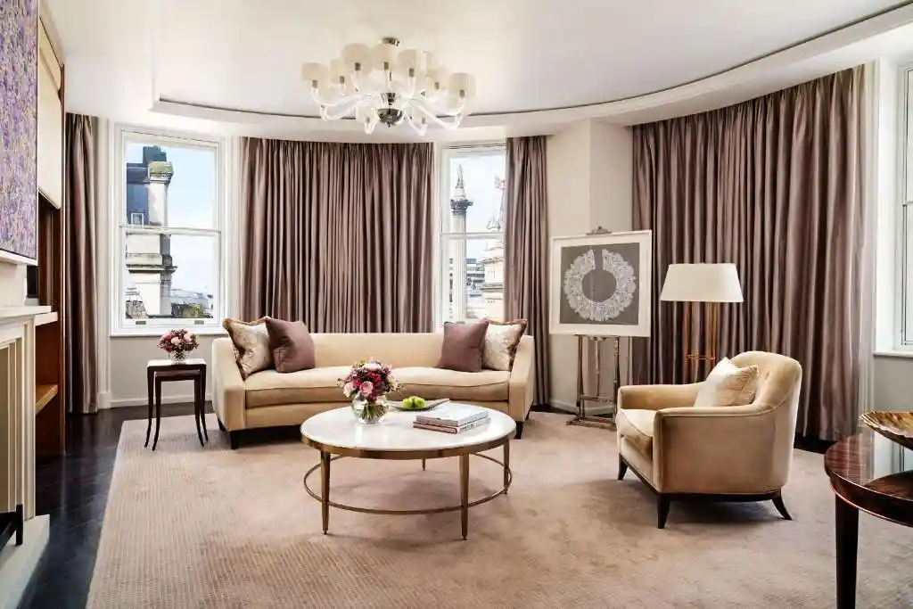 The Corinthia Hotel in London offers cozy hotel suites with elegant furnishings.