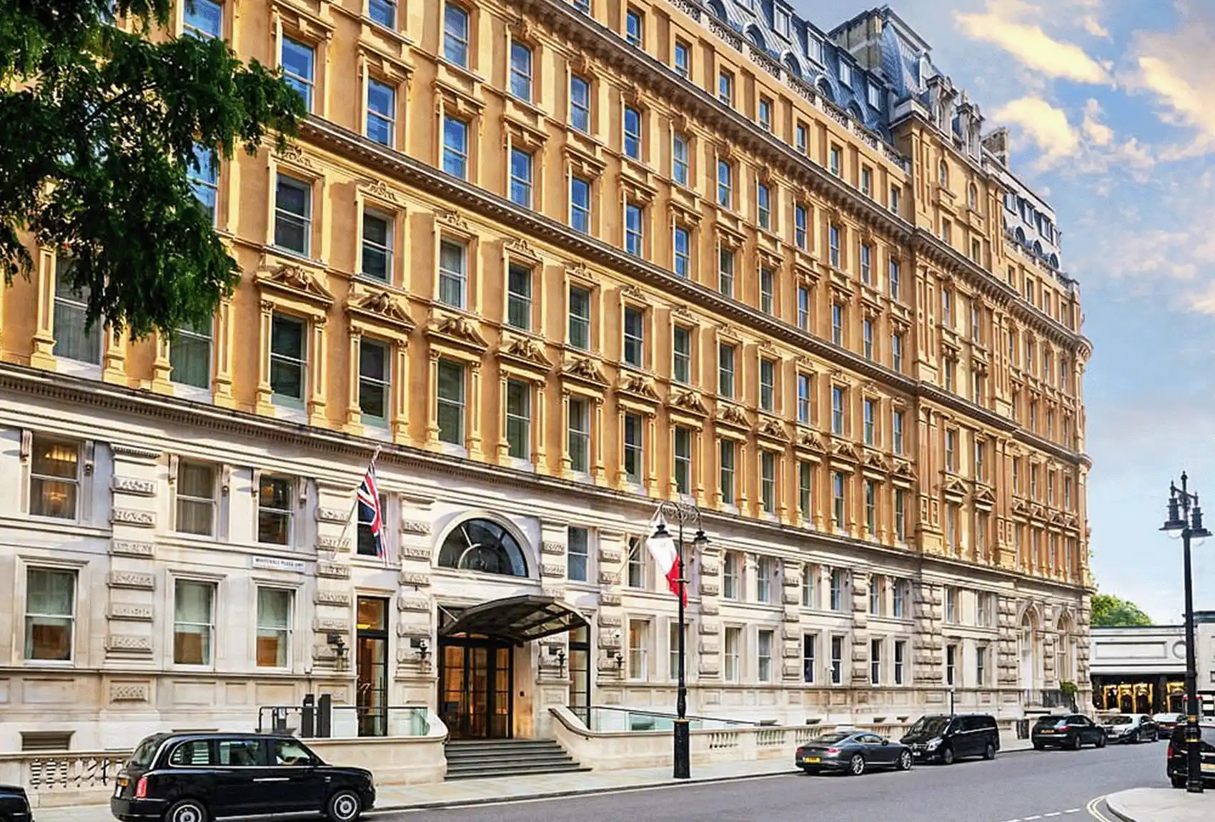 The exterior of Corinthia Hotel in London UK.