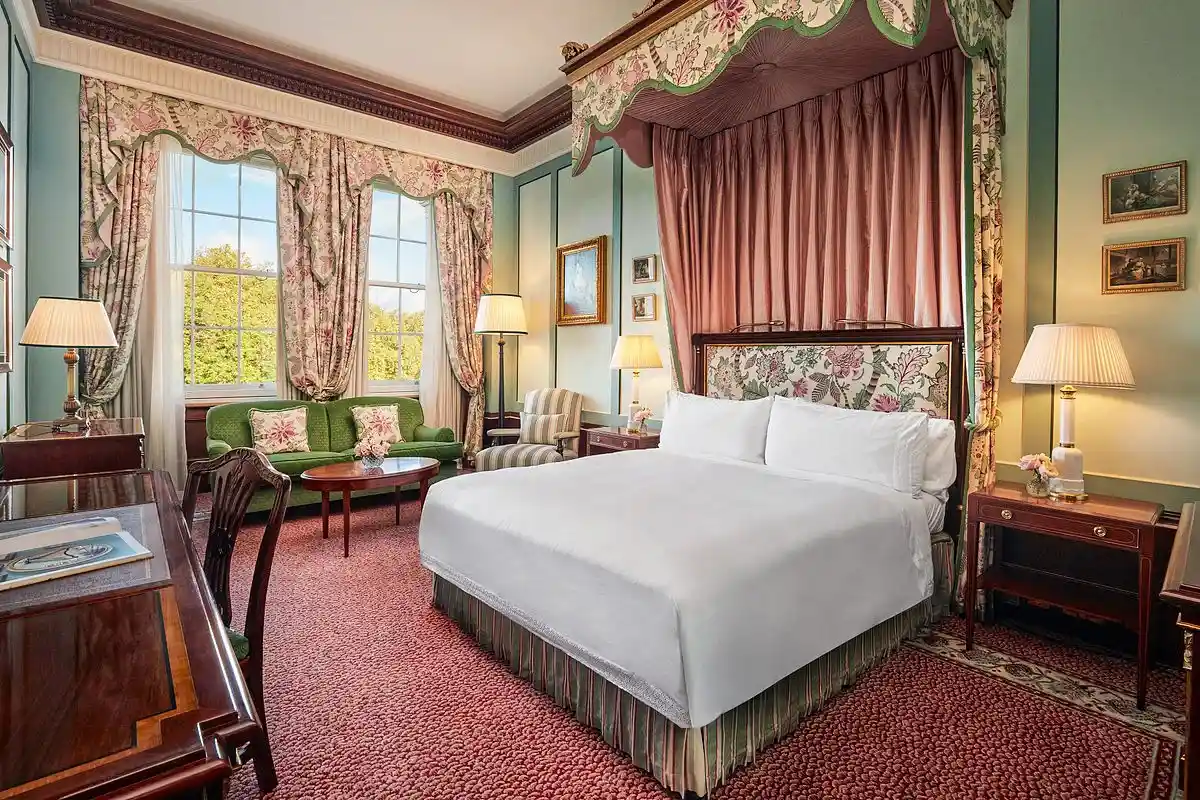 The Lanesborough Hotel London United Kingdom offers classic hotel room with traditional decor.