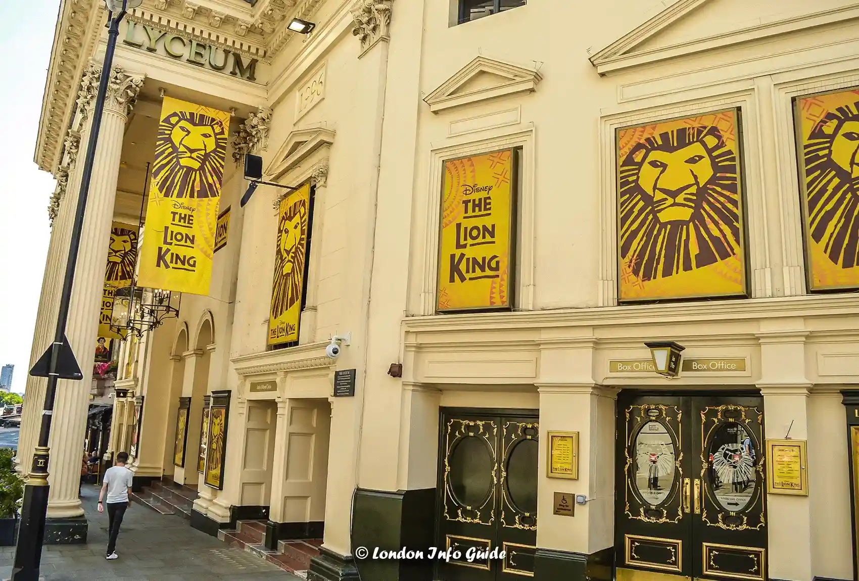 Lyceum Theatre in London with 'The Lion King' musical banners