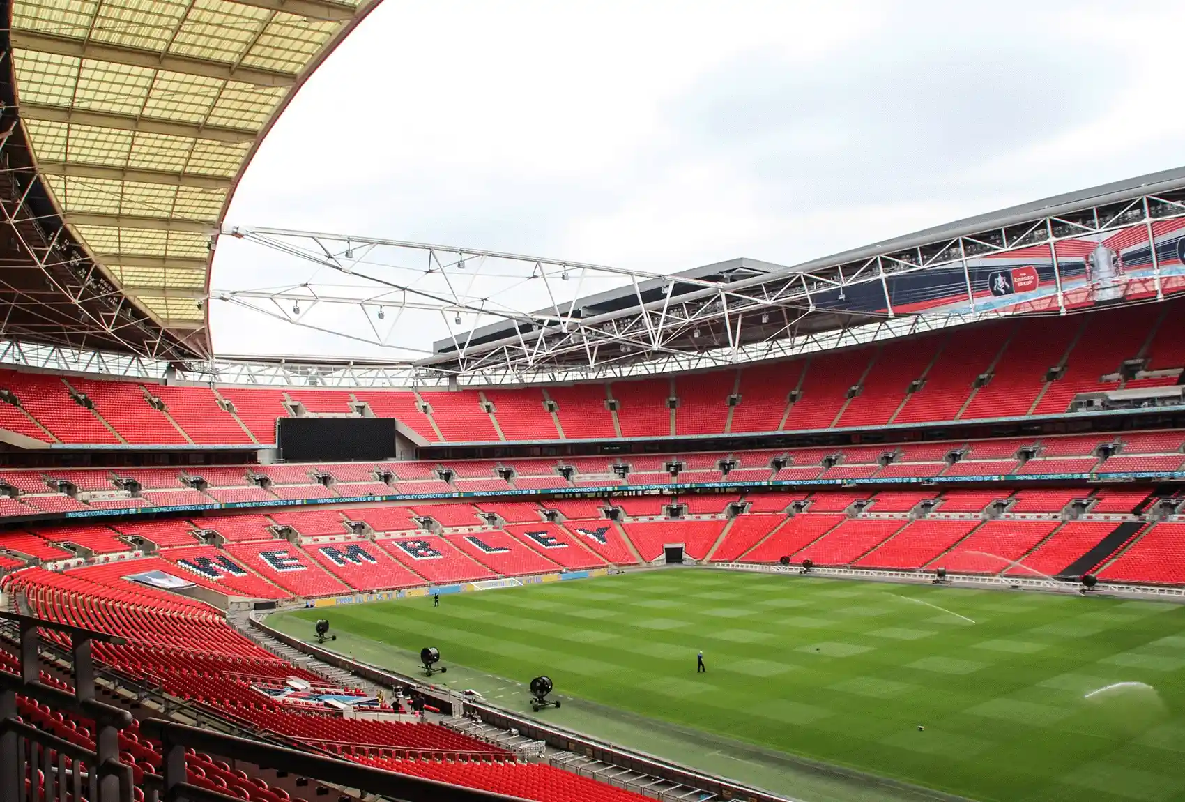 Wembley Stadium London, empty seating bowl.
