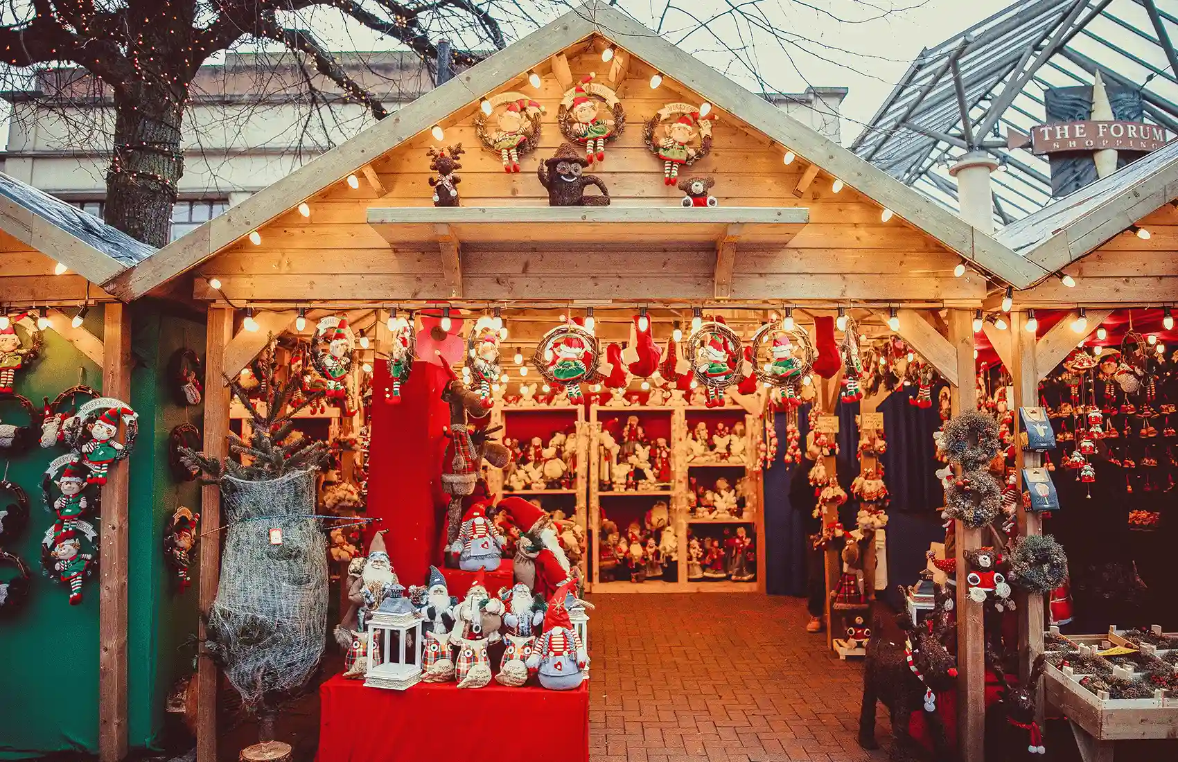 A Wooden Christmas Market in London. A Wooden Christmas Market in London.